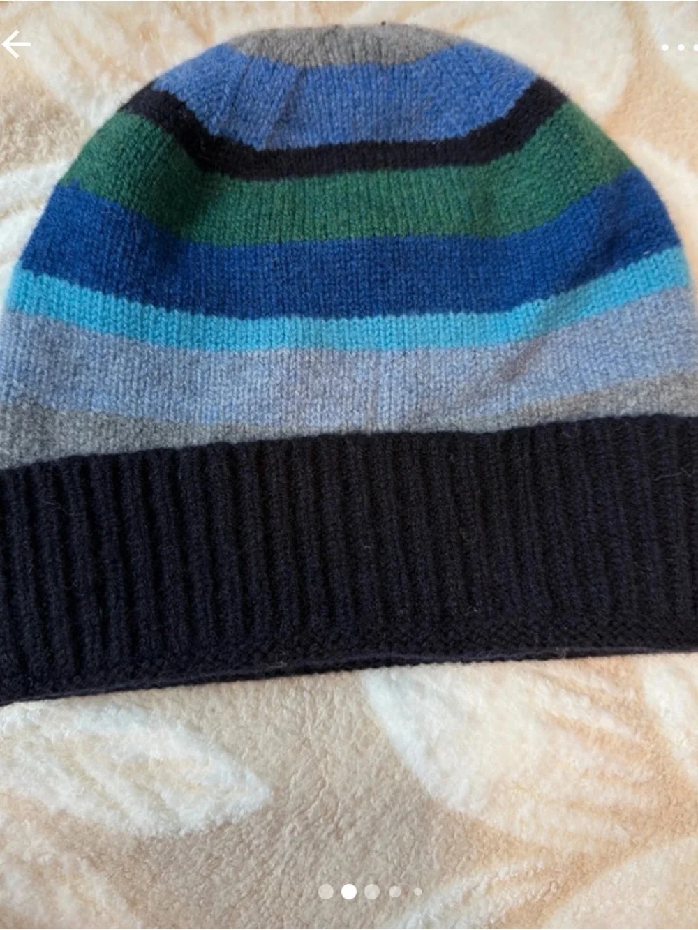 Paul Smith Striped Knit Beanie in Navy, Blue, Green & Gray